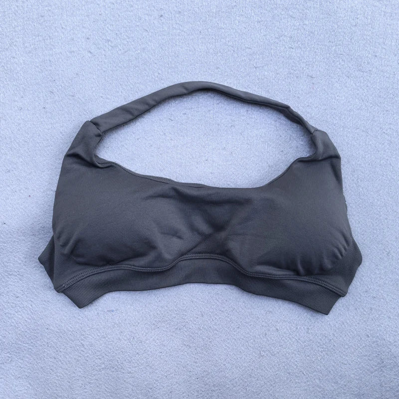 Seamless Halter Sports Bras Running Sexy Open Back Yoga Bra Padded Brassiere Sport Woman Fitness Gym Top Activewear