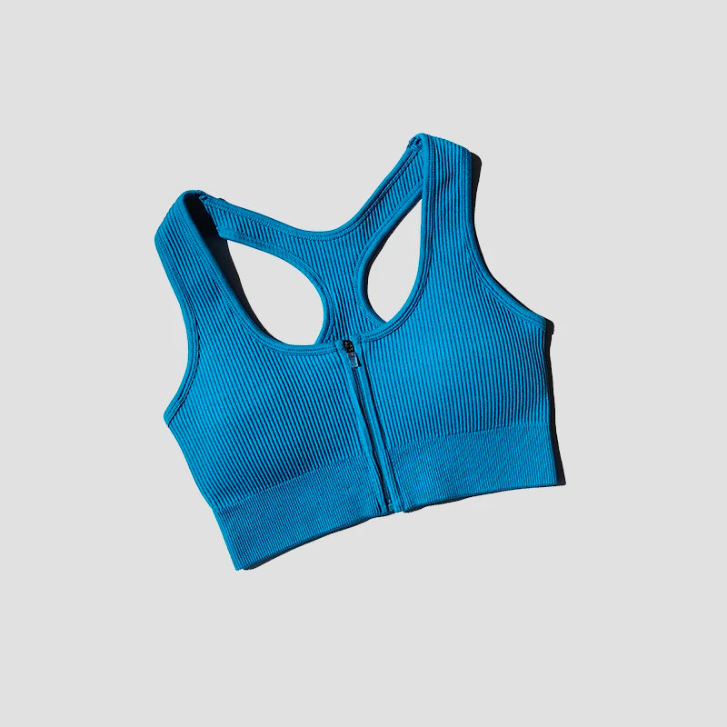 Sports Bra Crop Top Zipper Fitness Women Sportswear Sport Top Bras For Fitness Gym Female Running Push Up Yoga Workout Bra