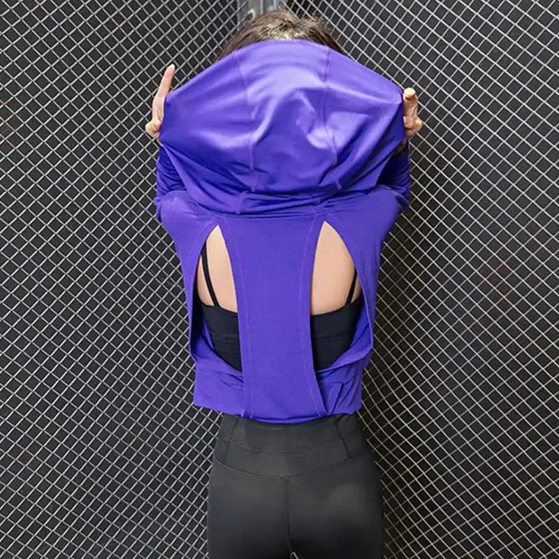 Women Fitness Tops Workout Training Exercise Gym T Shirts Clothing Girl Sport Sweatshirt Hoody T-shirt Yoga Hoodies Running Tees