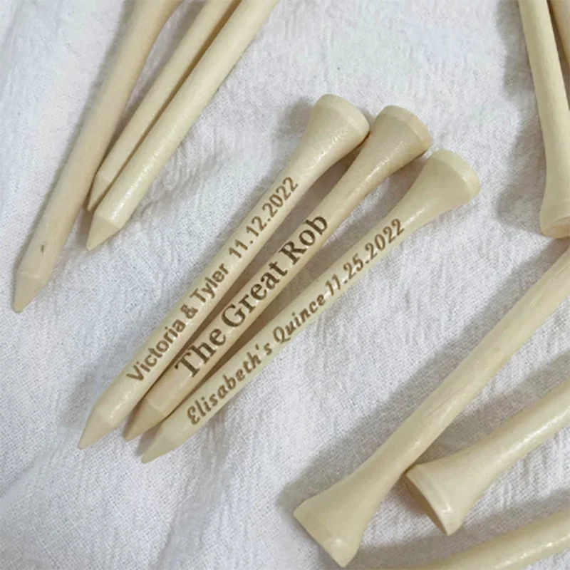 Personalized Golf Tees Custom Engraved Golf Tees Wooden Ball Stud Wedding Gift Favors Father's Day Gift Natural Wood
