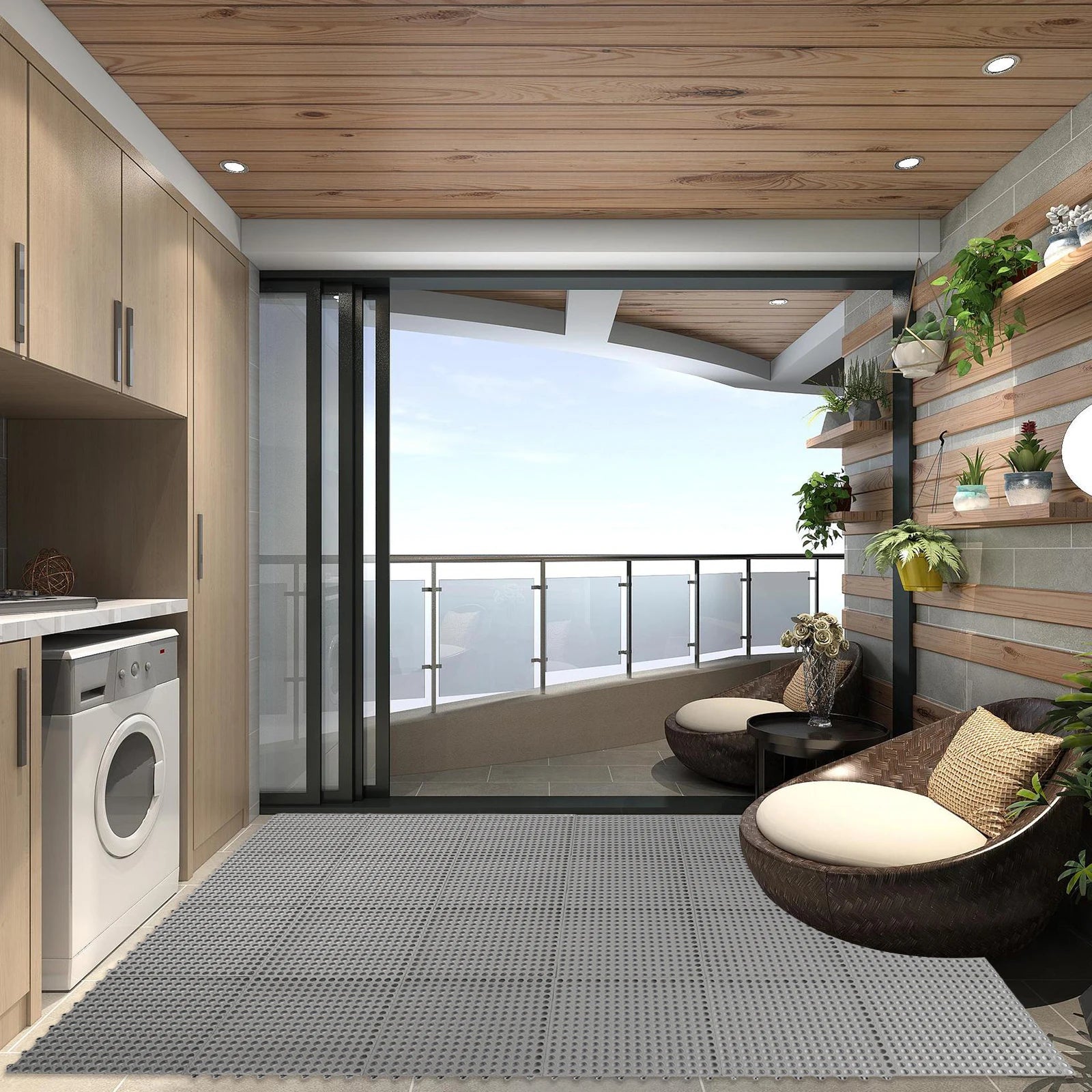 Interlocking Puzzle PVC Foam Gym Tile Floor Mats Cushion 24PCS 11.81" x 11.81" Non-Slip Pool Bathtub Floor Tiles Mats