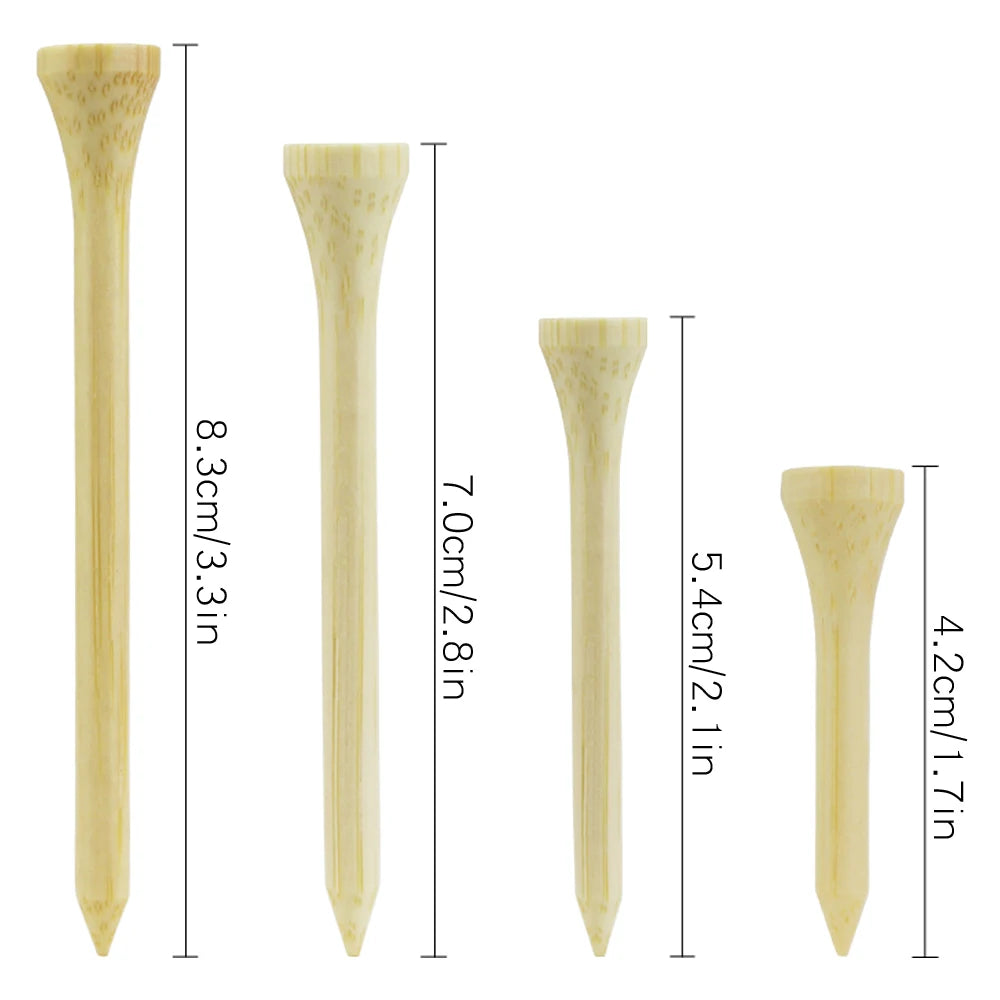 Golf Tees Package of 100 Bamboo Wooden Tees 42mm 54mm 70mm 83mm Length Golf Ball Holder Drop Ship