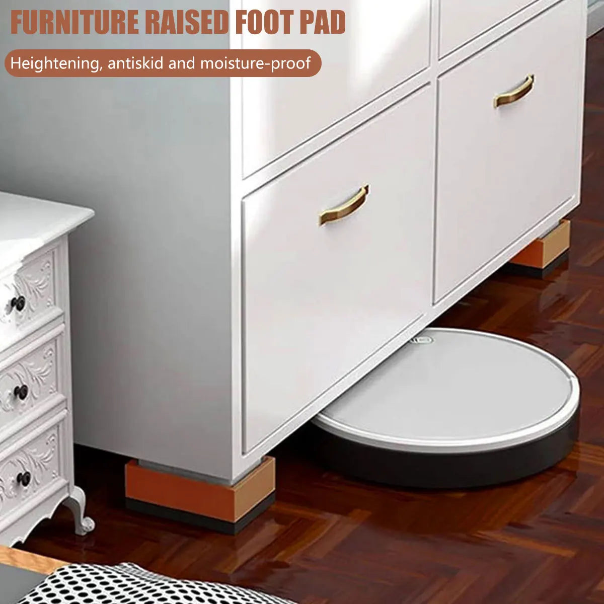 4Pcs Furniture Heightening Foot Pad TPU Non Slip Bed Sofa Fridge Table Risers Multifunctional Rectangle Furniture Support Risers
