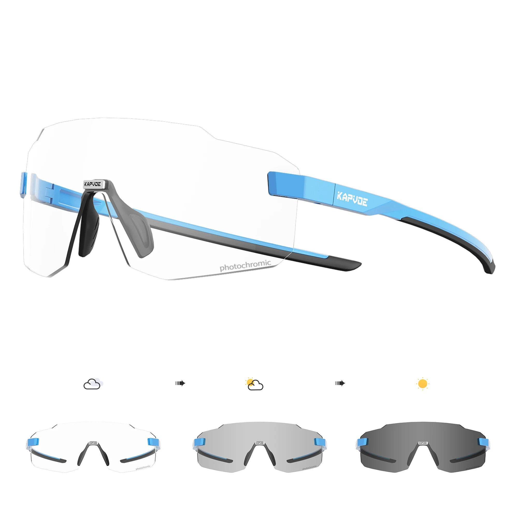 Kapvoe Photochromic Cycling Glasses UV400 Running Sunglasses Lightweight Bicycle MTB Bike Eyewear Sports Safety Goggles