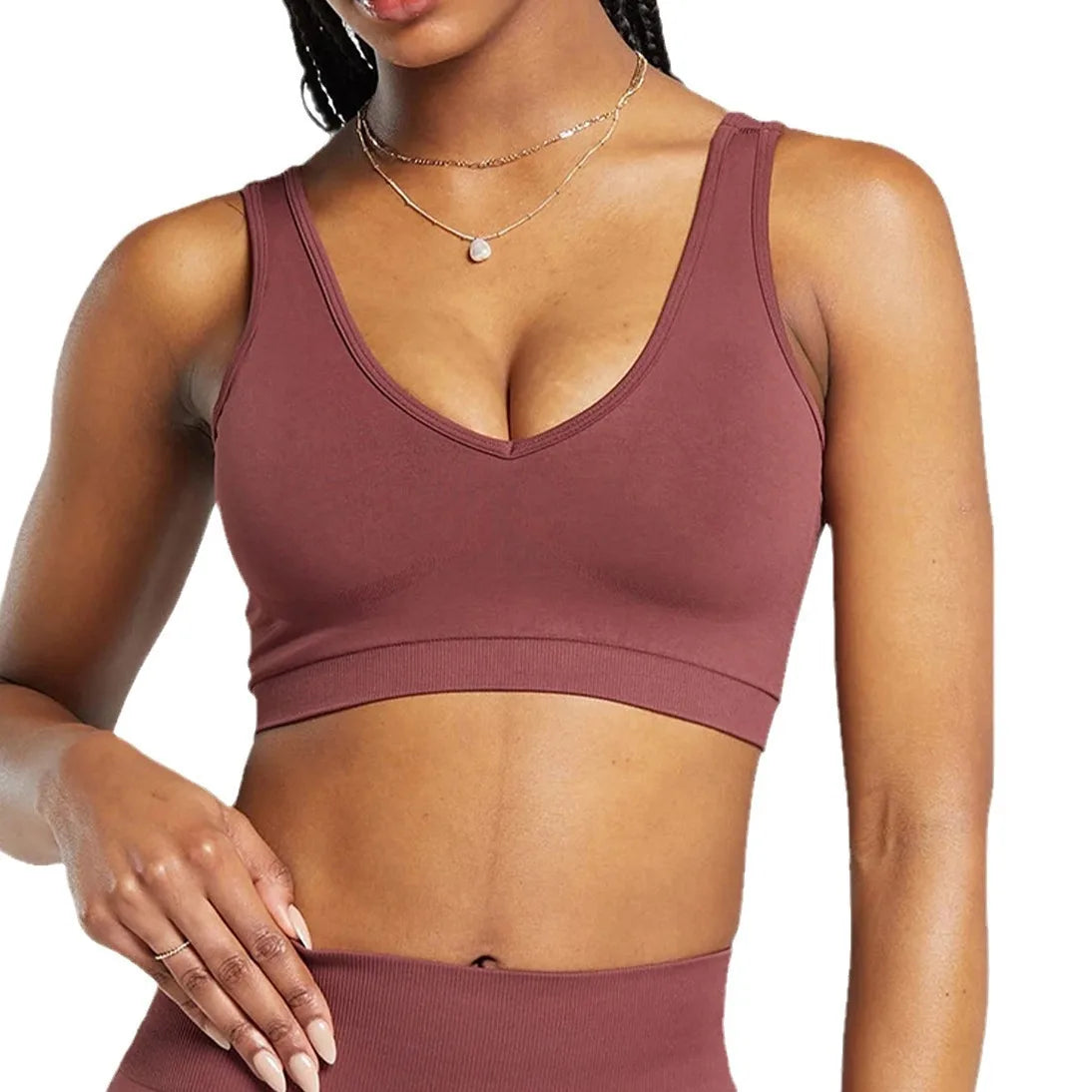 Sports Bra Seamless Halter Neck Strap Bra Open Back Fitness Yoga Top Bras Support Women Workout Gym Crop Top