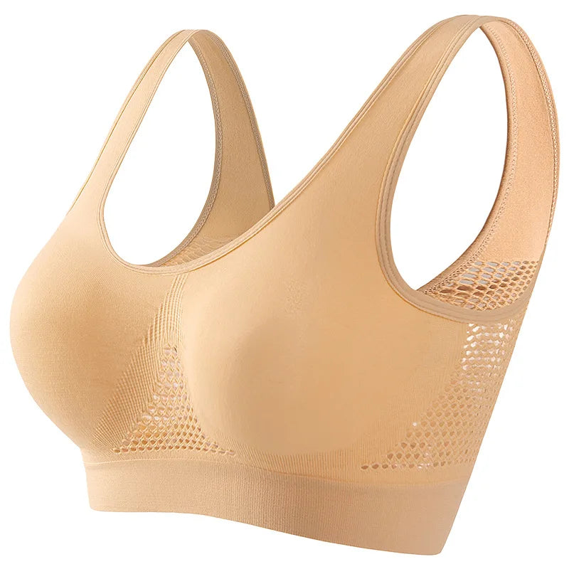 Seamless Bras For Women Breathable Hollow Sports Bra Wireless Crop Top Sexy Lingerie Push Up Brassiere Comfort Tops S-5XL