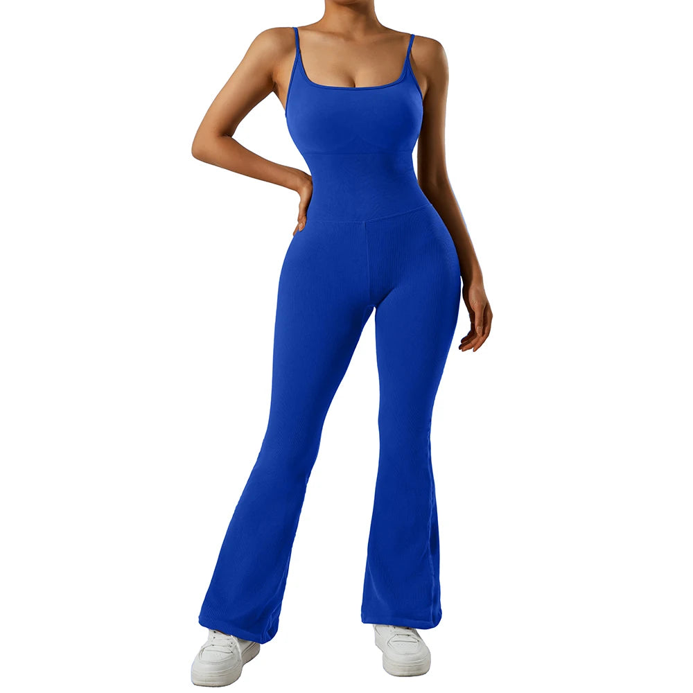 Jumpsuits Women Summer Sleeveless Yoga Clothing Solid Bodycon Rompers Backless Fashion Casual Streetwear Sporty Overall Women