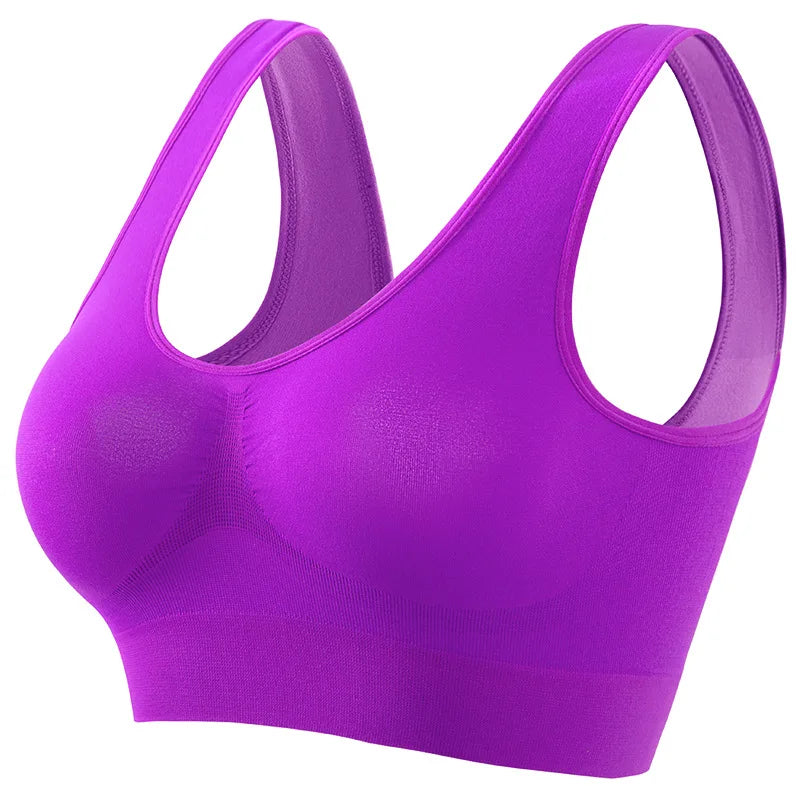 1pcs Women Sports Bra Large Size No Steel Ring Seamless Underwear Removable Chest Pad Runing Sport Yoga Vest Bras