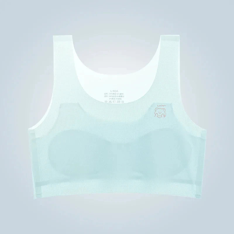 2024 Bra For Teenager Girls New Student Girl Development Period Bra No Steel Ring Girl Sports Tube Top Solid Color Training Bra