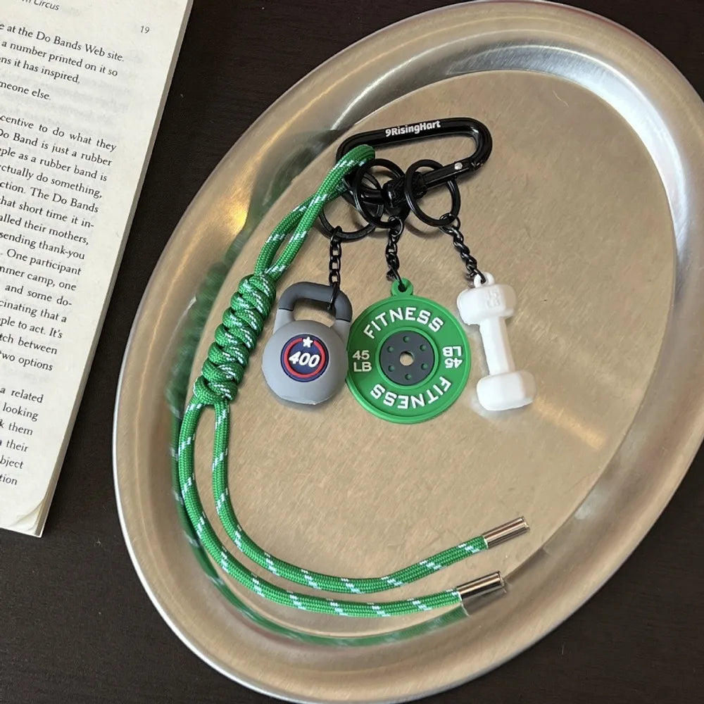 Mini Barbell Plates Key Chain with D-shaped Buckle Kettlebells Simulation Dumbbells Keyring Water Cups Creative