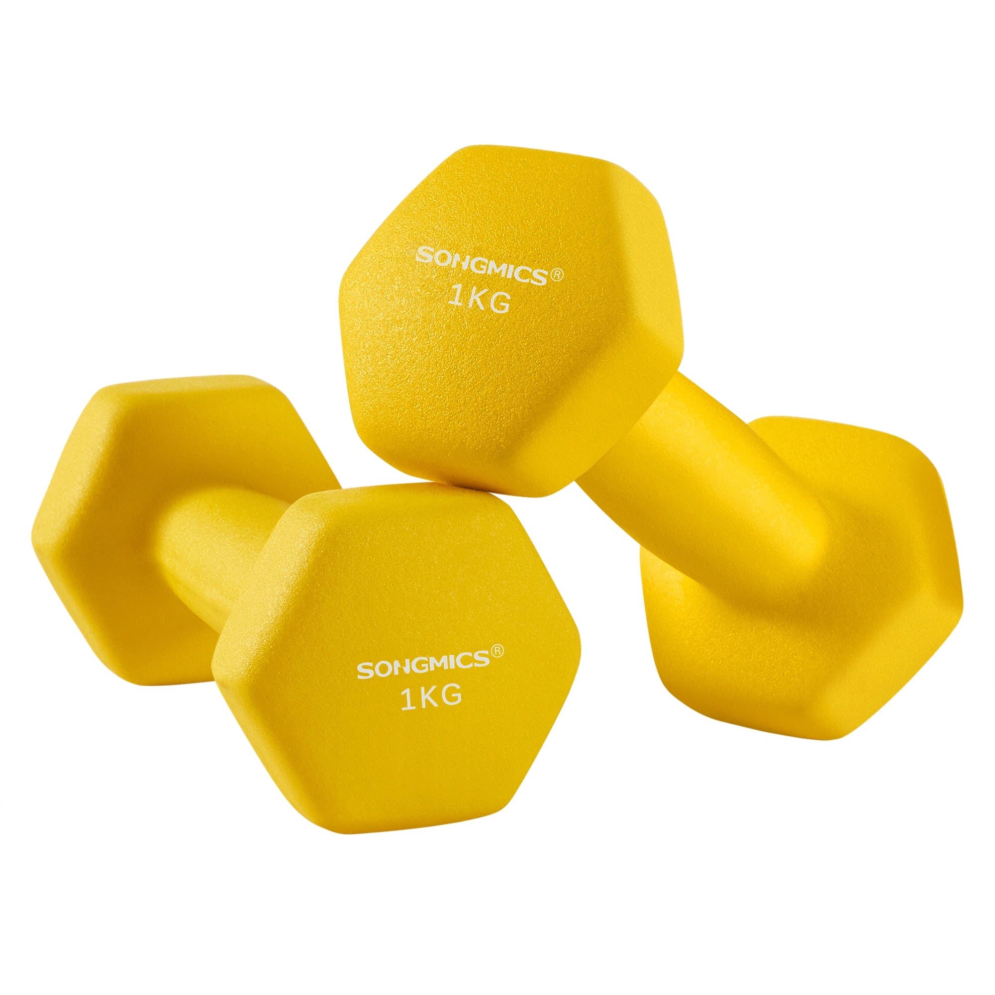 SONGMICS Dumbbell dumbbells (Set of 2 Neoprene Coating Dumbbell Set Short dumbbells Hexagon) 1KG-2KG-3KG-4KG-5KG