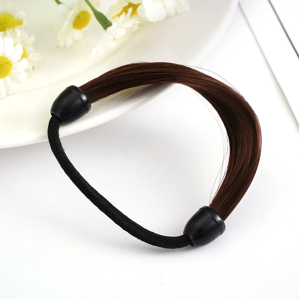 Rubber Band Made Of Hair Rope Simulation Wig Head Rope Fashion Wig Hair Ring Straight Hair Tie Ponytail Elastic Hair Accessories