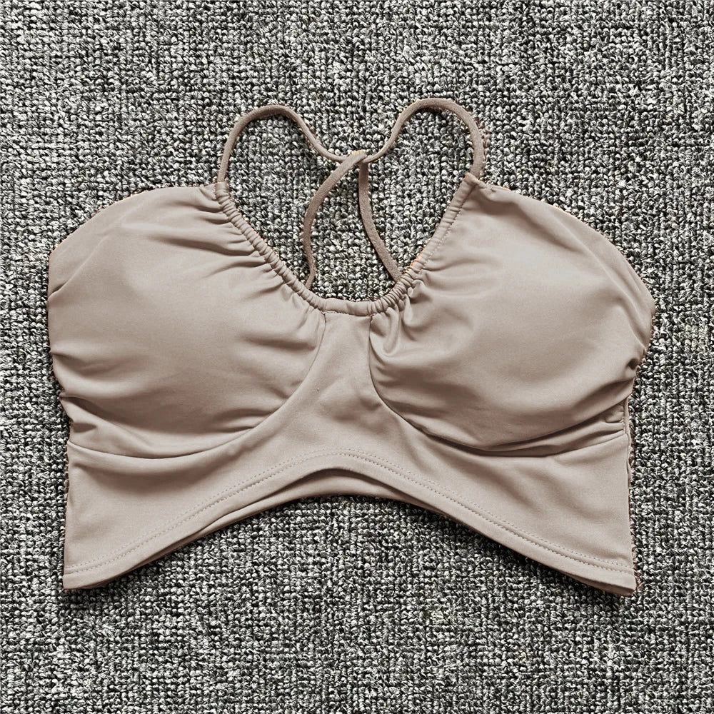 2025 Pad Spandex Nylon Sport Bras Women Sports Bra Gym Gym Fitness Push Up Tank Top Women Cross Yoga Ballet Dance Underwear