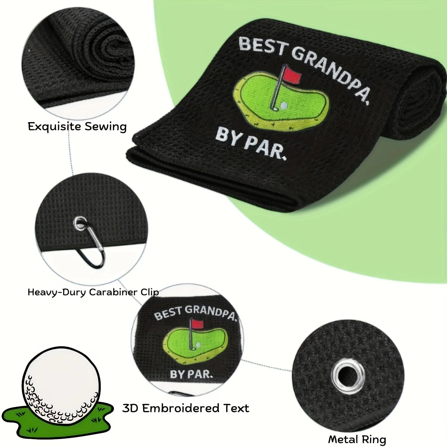 Funny Microfiber Premium Golf Towel, Embroidered Golf Towels for Golf Bags for Men&Women, Golf Accessories for Men Golfers