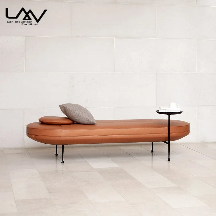 Bedroom Living Room Furniture Leisure Sofa Stool With Side Table Modern Leather Metal Legs Bed End Stool Upholstered Bench