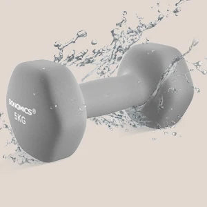 SONGMICS dumbbells set 2x5 kg dumbbell set short dumbbells hexagon neoprene coating