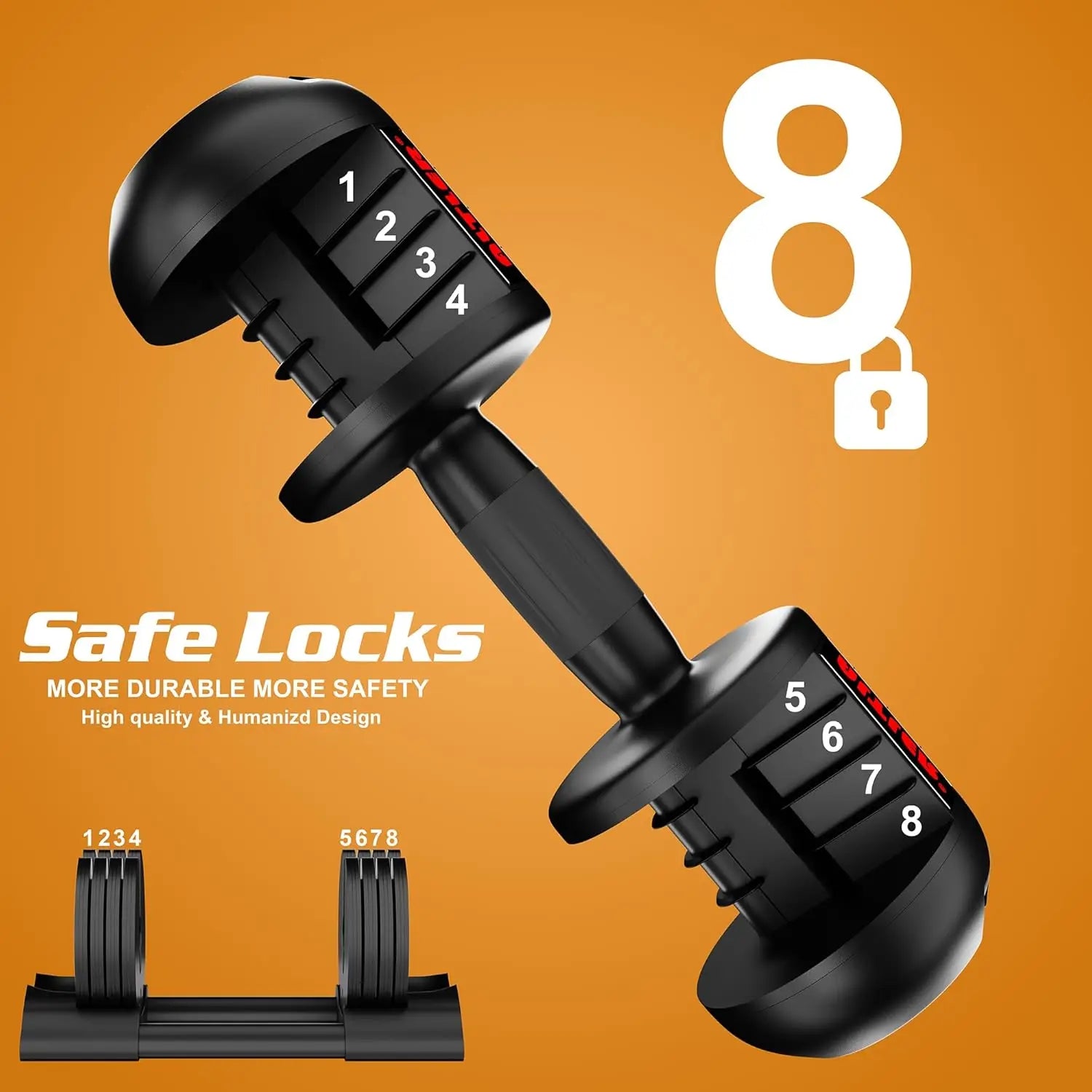 Adjustable Dumbbell Set with Tray – 22/44/52LBS