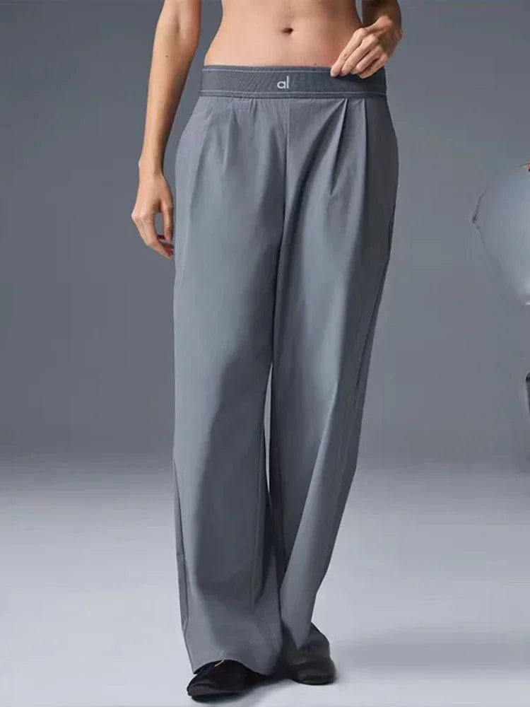 2025 Sports Yoga Pants Women High Waist Summer Casual Straight Leg Pants Comfortable Versatile Solid Trousers Women Clothing