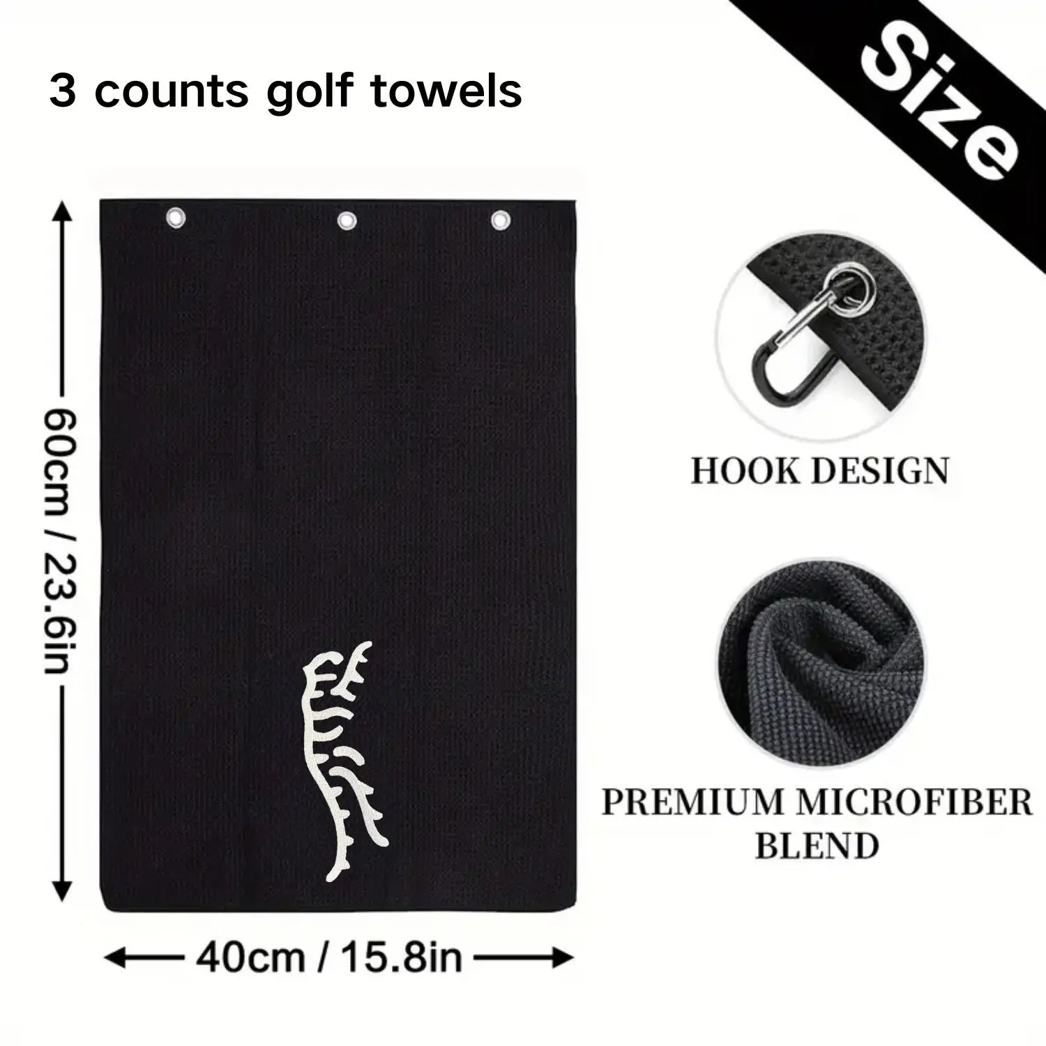 Funny Tiger Microfiber Premium Golf Towel, Embroidered Golf Towels for Golf Bags for Men&Women, Golf Accessories for Men Golfers