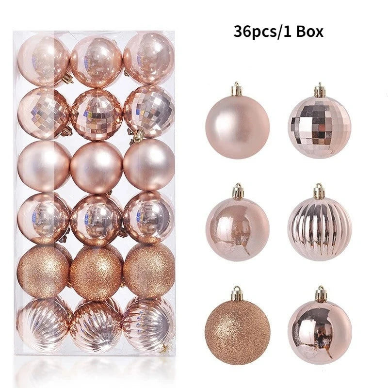 24/36Pcs Christmas Balls 4CM Ball Christmas Tree Pendant Ornaments for Home Party Decor 2025 New Year Navidad Gifts Accessories