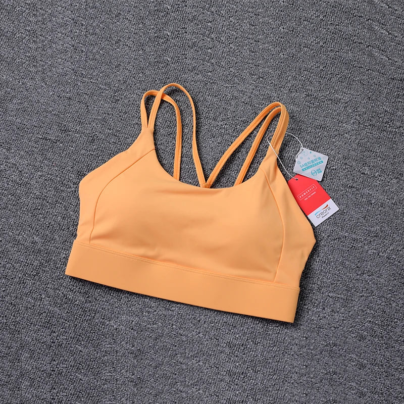 New Women's Sports Bra Padded Without Bones Cross Back Fitness Busty Underwear High Support Impact Running Gym Vest Yoga Bras