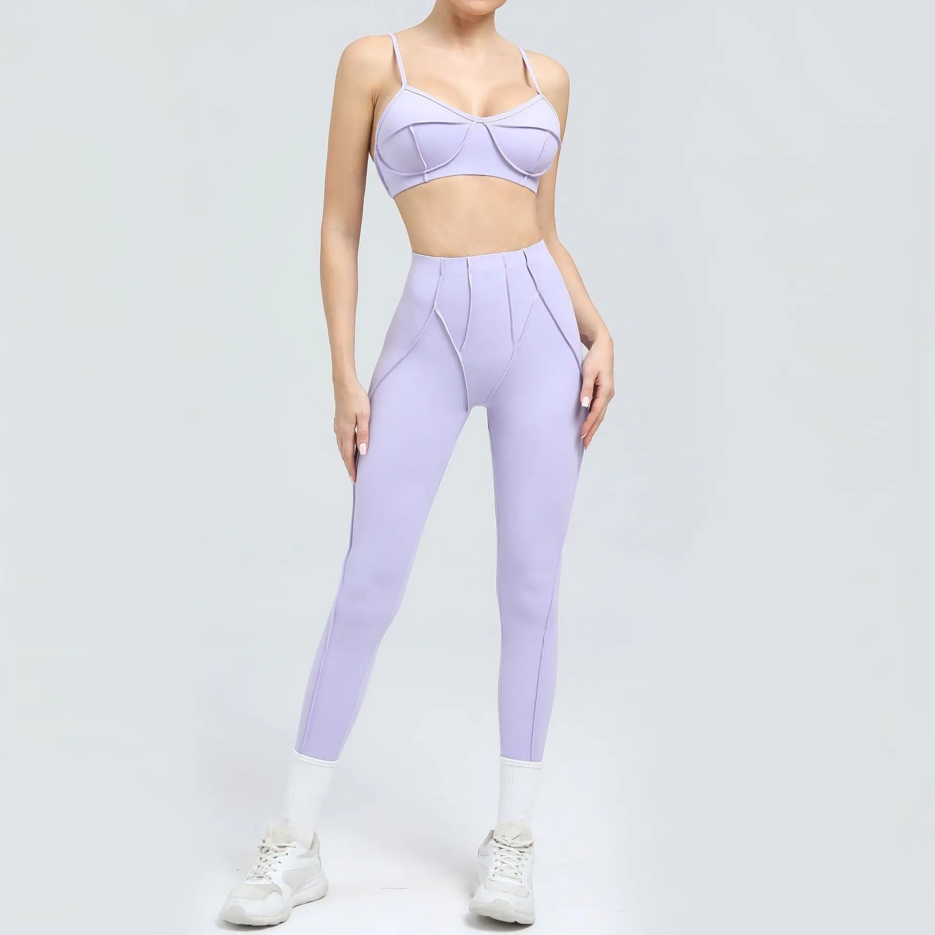 Yoga Sports Fitness Sets High Waist Hip-lifting Trousers Open Back Bra Suit Casual Running Workout Gym Leggings Sexy Sets Women