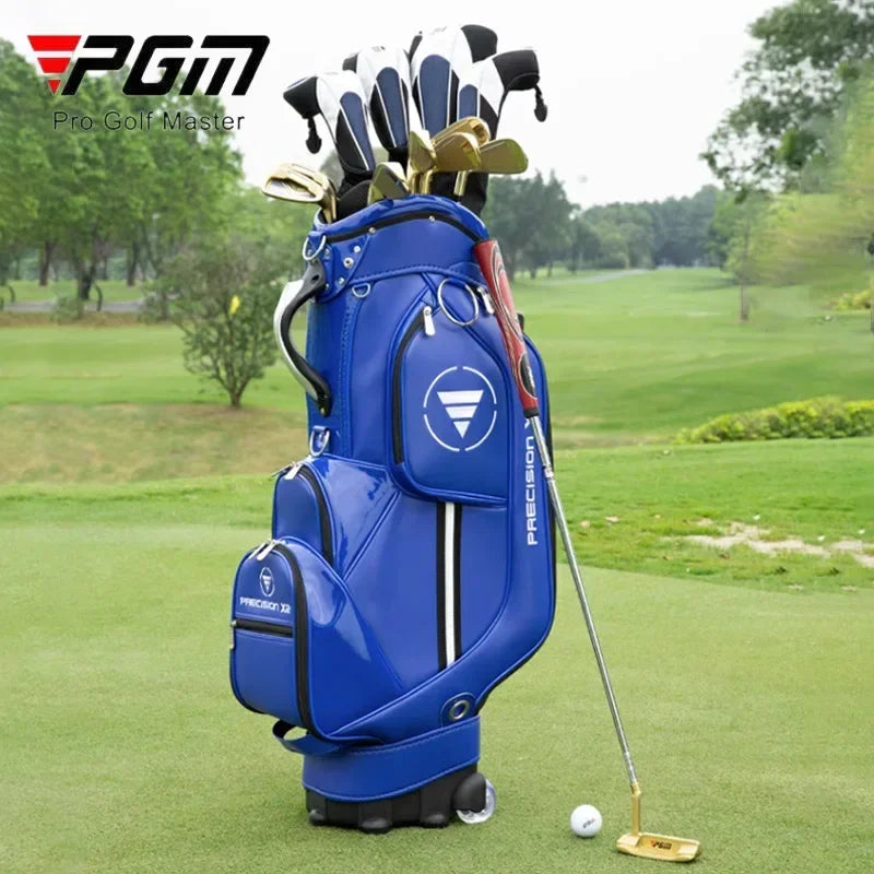 PGM Tie Rod Golf Standard Ball Bags Waterproof PU Stand Bags with Wheel Portable Multi-Functional Golf Package Can Put 13 Clubs