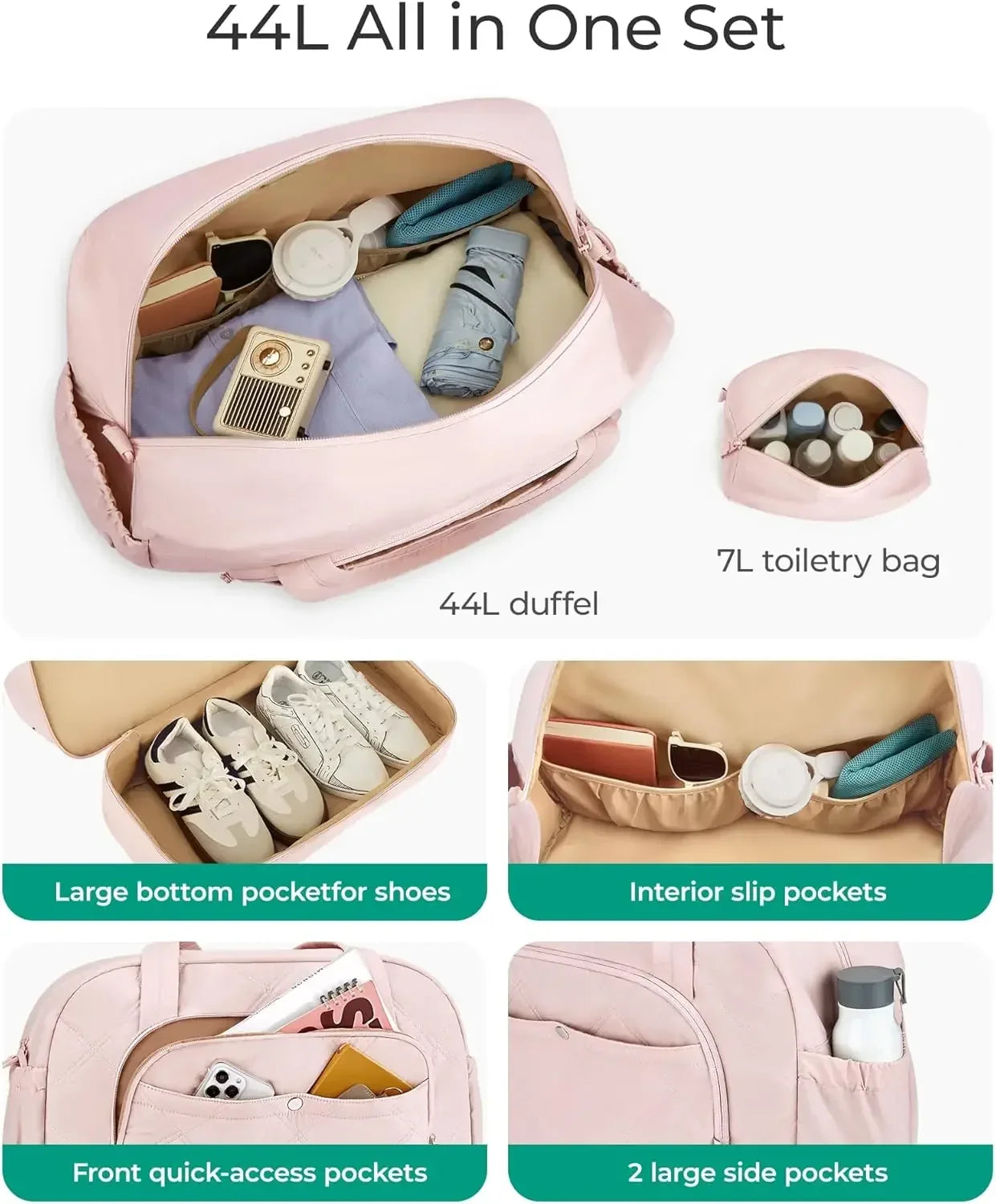 BAGSMART Boston Bag for Women Large Capacity Golf Travel Bag Puffer Duffle with Shoe Compartment Carry On Gym Sports Bag