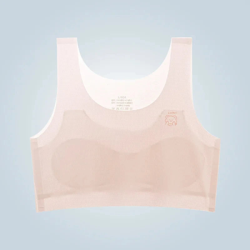 2024 Bra For Teenager Girls New Student Girl Development Period Bra No Steel Ring Girl Sports Tube Top Solid Color Training Bra