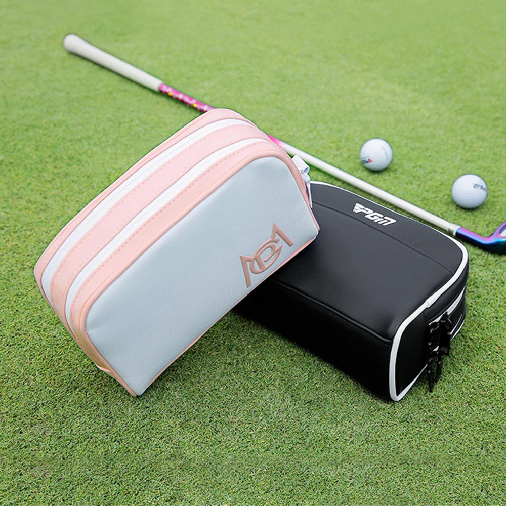 PGM New Leather Golf Pouch Bag Large Capacity Waterproof Mini Bag Zipper Portable Light Weight Multi-functional Golf Handbag 골프백