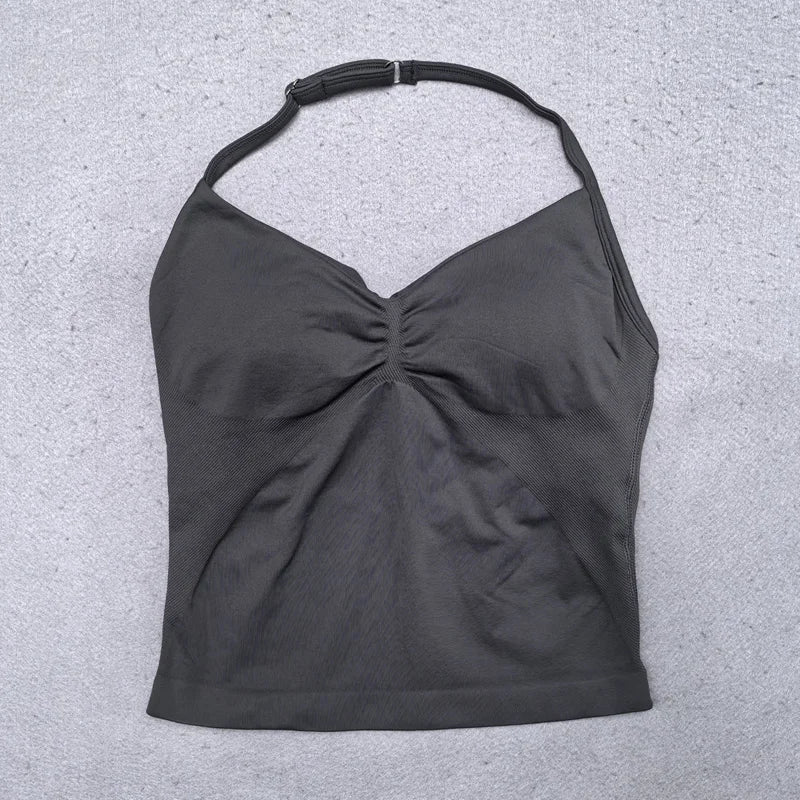 New Seamless Yoga Set Women Gym Clothing Scrunch Bum Legging Padded Tank Top Workout Outfits Fitness Sportswear Suits