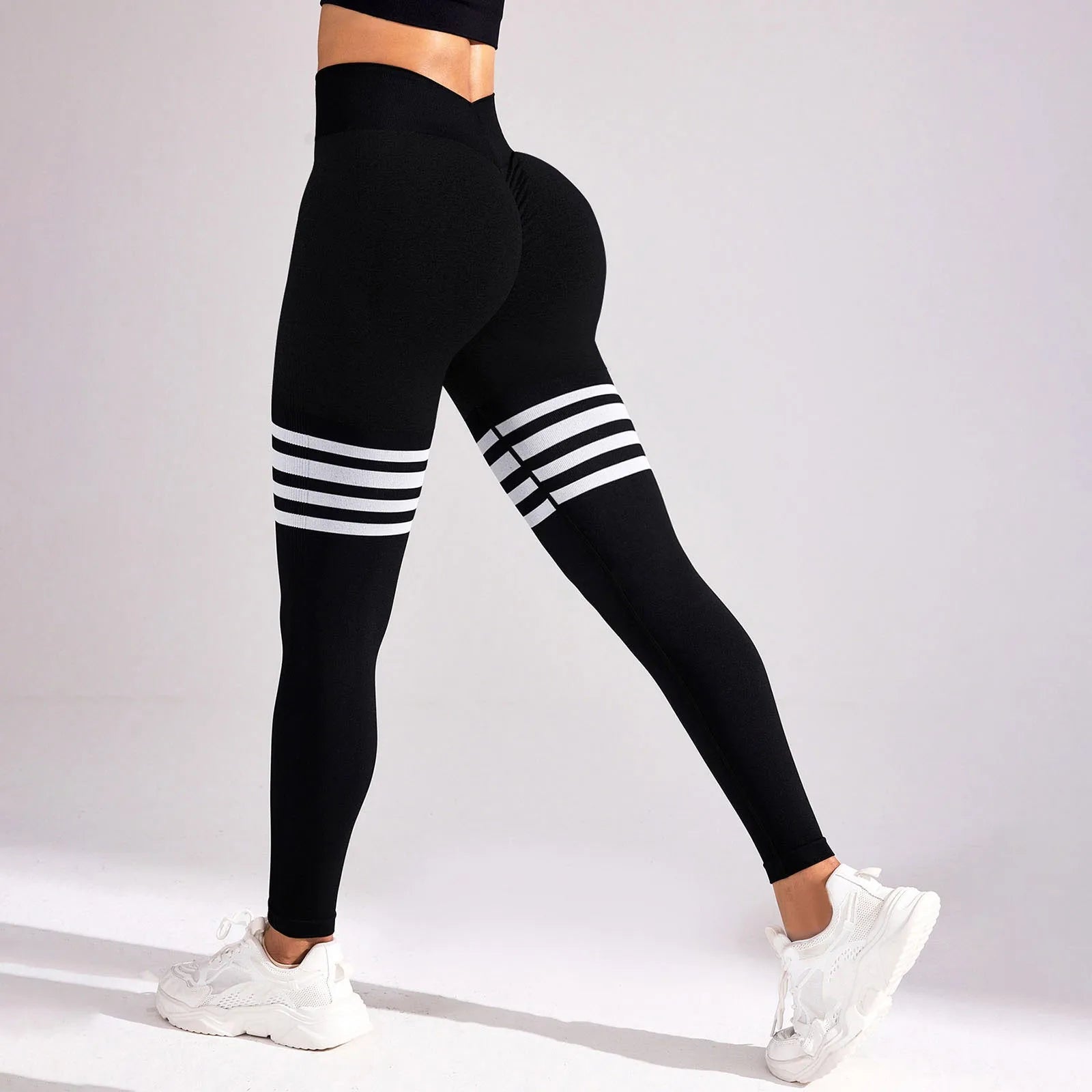 Women Pants Striped Outdoor Sports Leggings High Waisted Hip Lifting Yoga Clothing Quick Dry Running Exercise Fitness Pantyhose