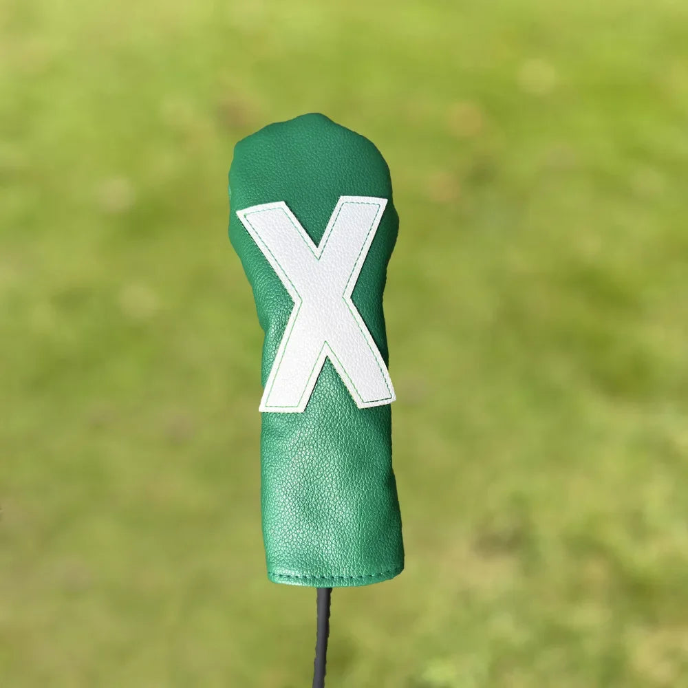 Golf club covers - white and green with large numbers, fits all clubs