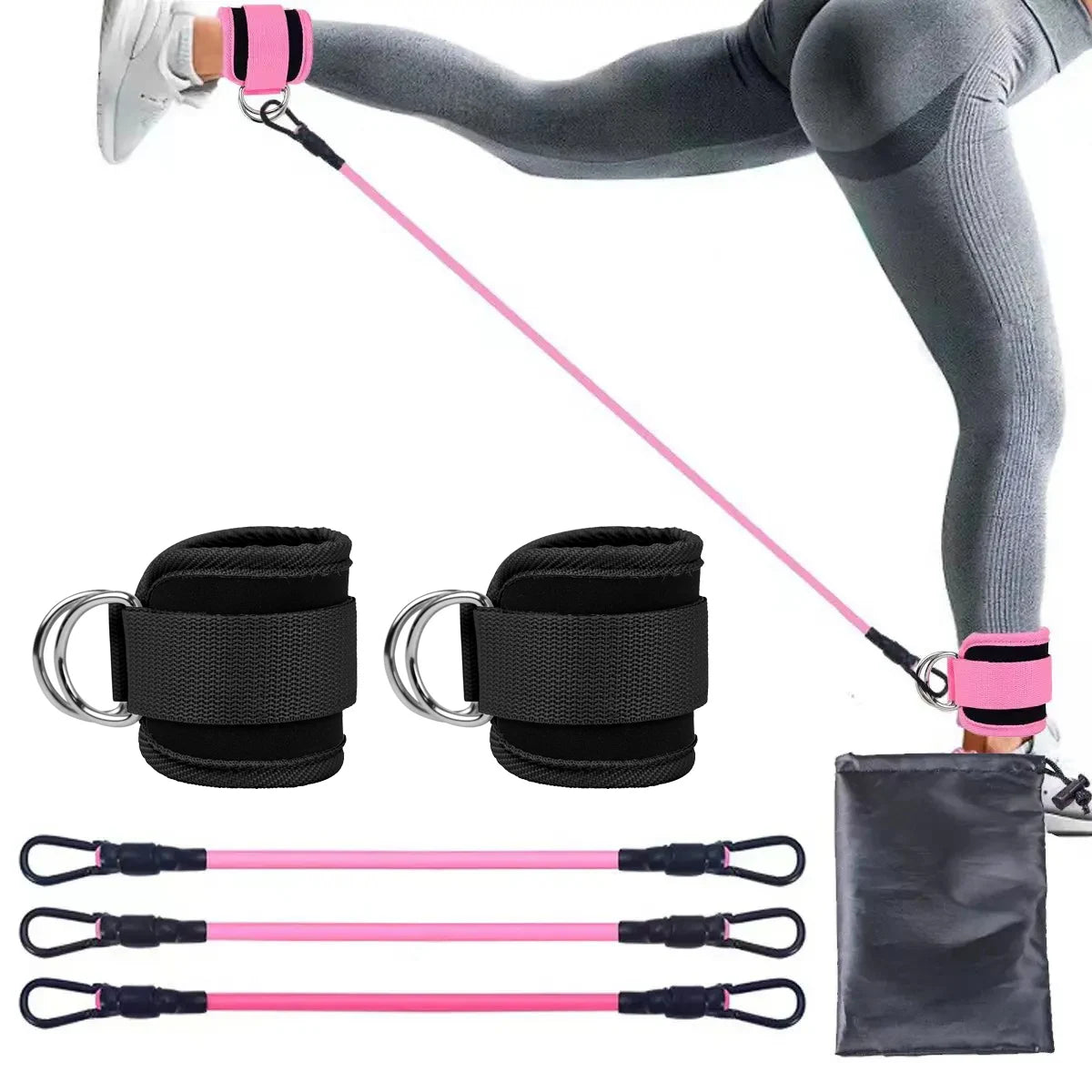 Resistance Bands With Ankle Straps Fitness Workout Training Resistance Bands Home Yoga Stretch Elastic Pilates Gym Equipment