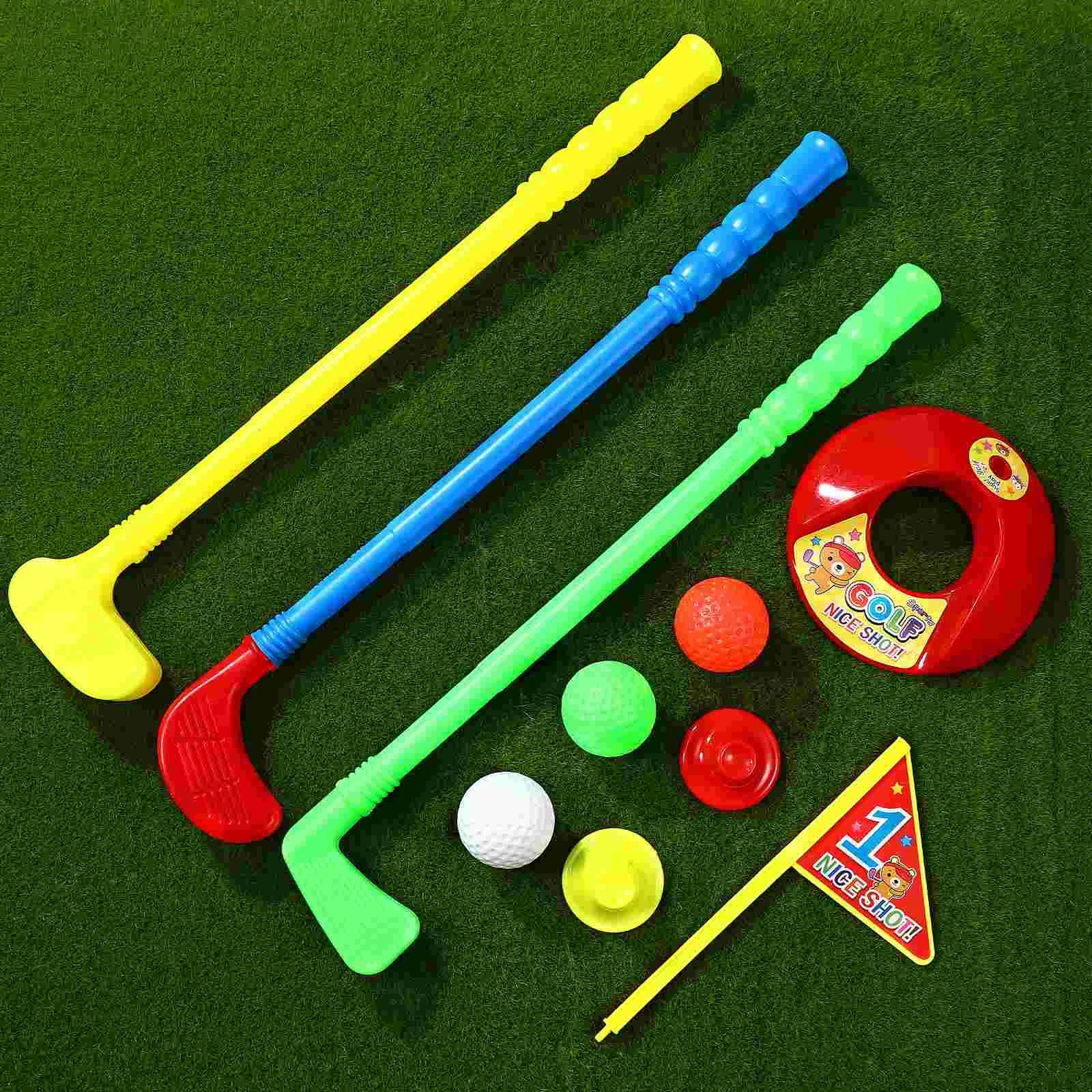 Mini Golf Set For Kids Golf Clubs Plastic Kids Golf Toy Set Balls Practice Holes Flags Stakes Children Educational Toys Golf