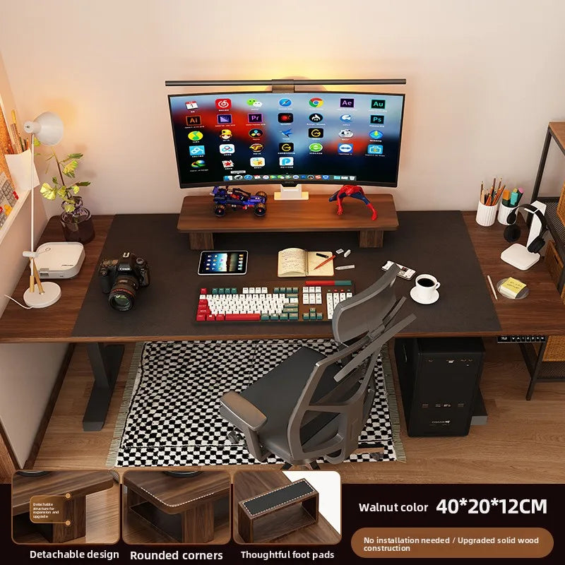 Elevated Wood Cuter Monitor Stand Desk Base Home Office Desktop Organizer Ra Adjustable Height No Installation