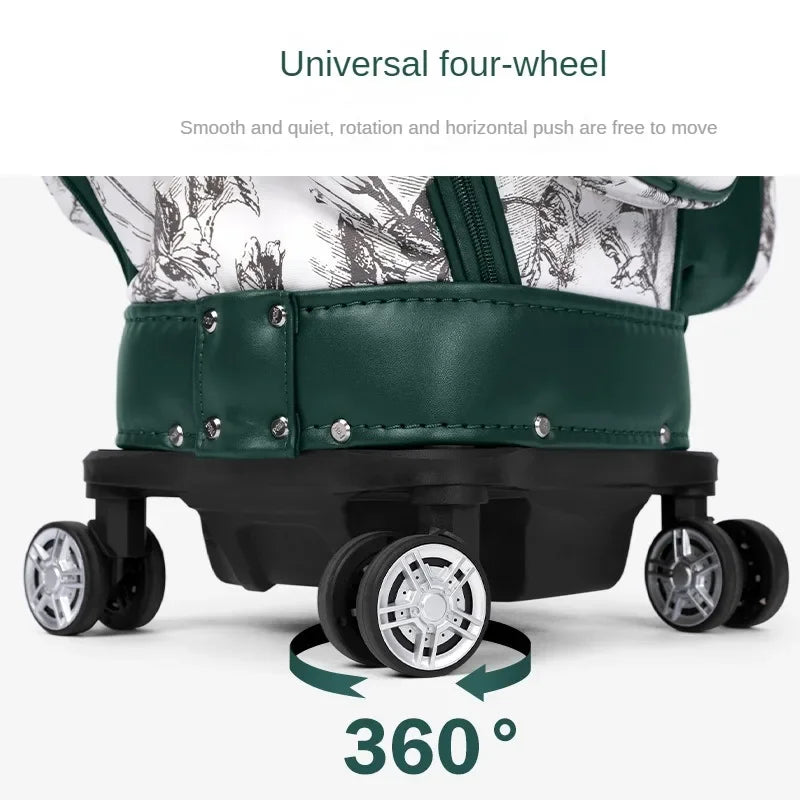 PGM 4 Wheel 360 Degree Rotating Waterproof Golf Bags Quality Women's vintage pull rod Golf Bag QB169