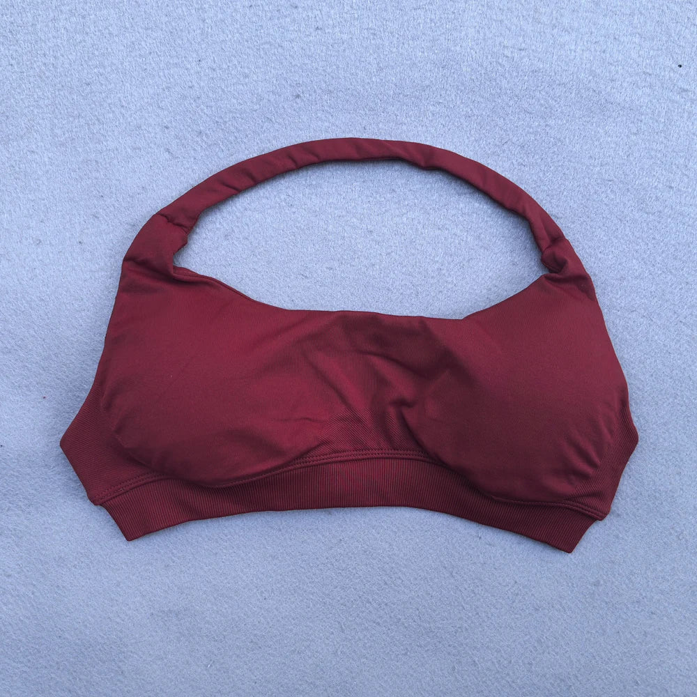 Seamless Halter Sports Bras Running Sexy Open Back Yoga Bra Padded Brassiere Sport Woman Fitness Gym Top Activewear