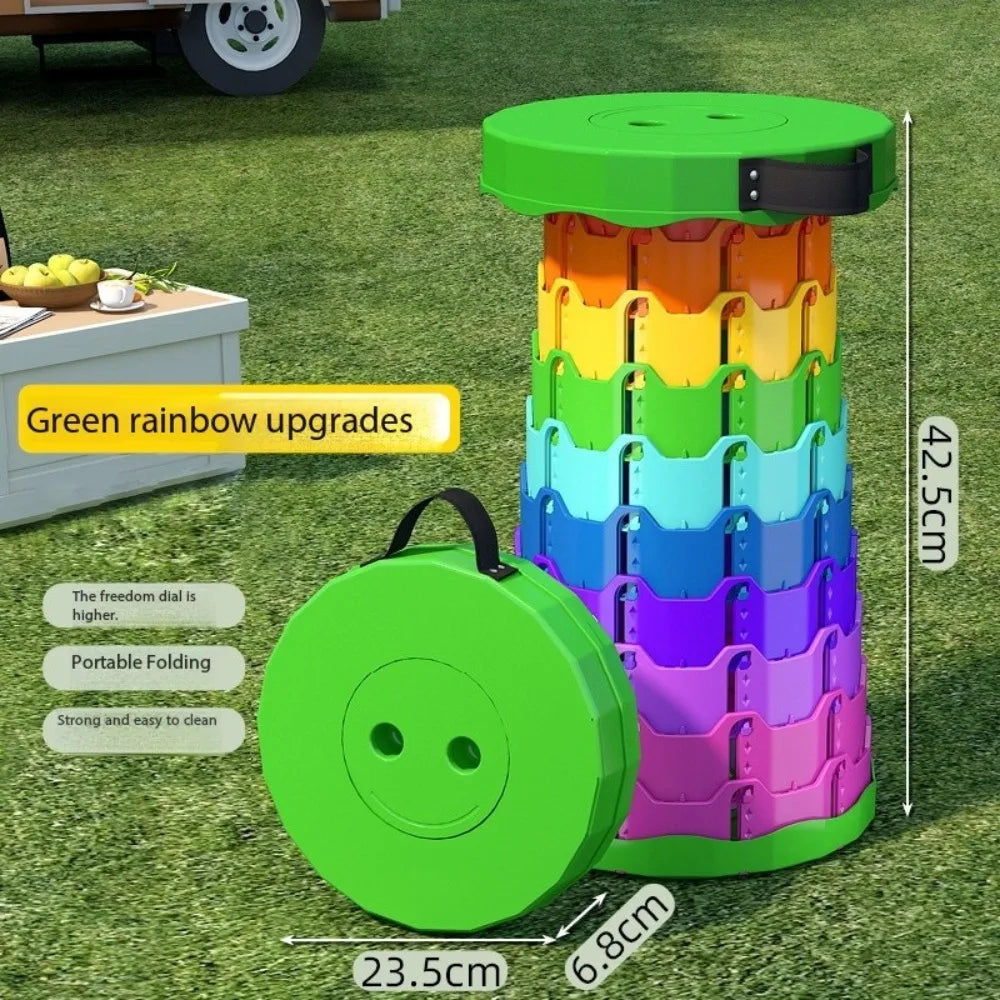 Handheld Rainbow Stretch Bench! Outdoor camping and fishing with one stool, adjustable height, portable and easy to carry