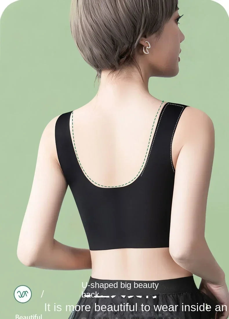 Women Lace Sport Bras Plus Size Seamless Bra Bralette Backless Lady Brassiere Vest Female Gathers Shock-Proof Wireless Top L-3XL