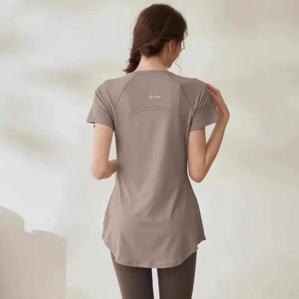 2024 Yoga Clothes Women Top Short Sleeve Sportswear Woman Gym Running T-shirt Yoga Wear Fitness Pilates Blouse Yoga Clothing