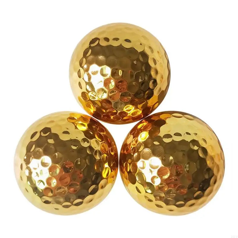 652F 4.26cm 1.68In Plated Gold Golf Balls for Golfer Indoor Outdoor Swing Putter Training Practice Balls For
