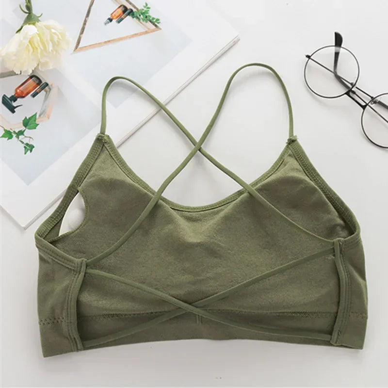 Women Top Cross Strap Sports Bra Thin Push Up Sport Bra Yoga Gym Crop Top Brassiere Fitness Tube Top Breathable Beauty Back Bras