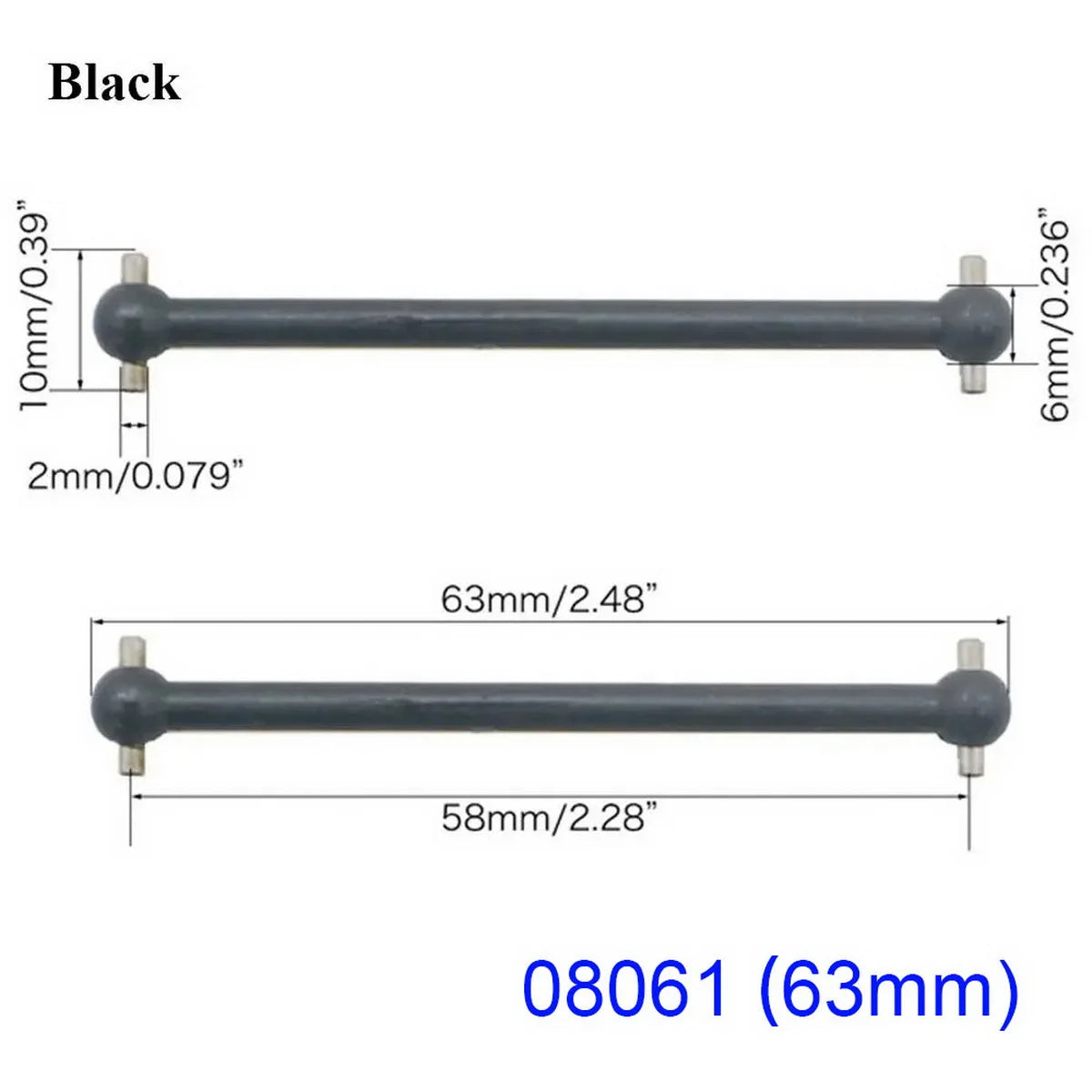 HSP Unlimited 2Pcs RC Car Steel Metal Drive Shaft Dogbone Length 61mm 63mm 70mm 77mm 84mm 87mm 89.5mm 100mm