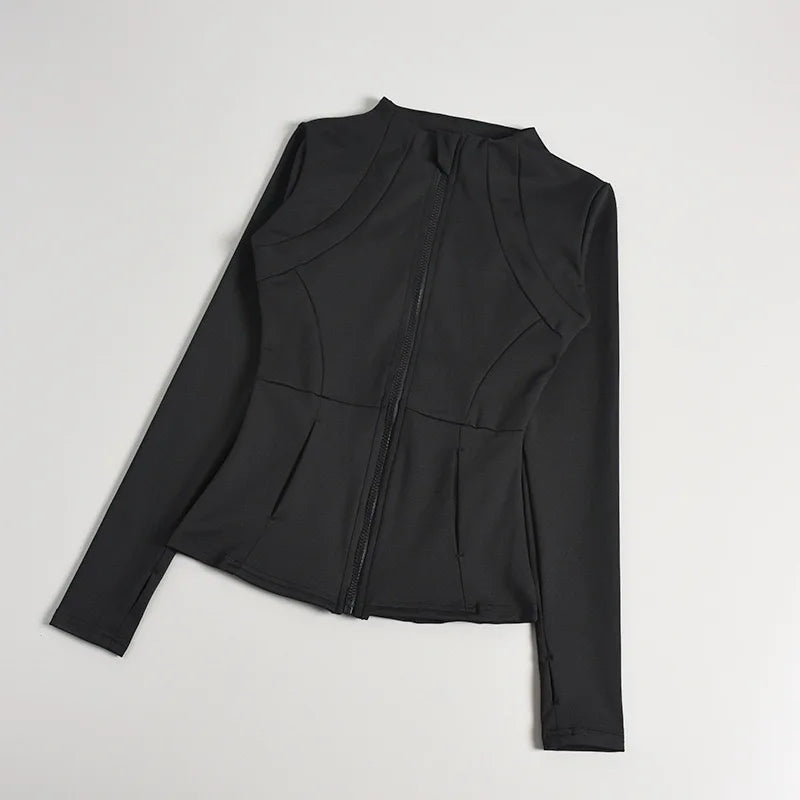 Yoga Suit Women's High-end Standing Collar Long Sleeved Sports Jacket Running Training Fitness Top Windproof Running Suit