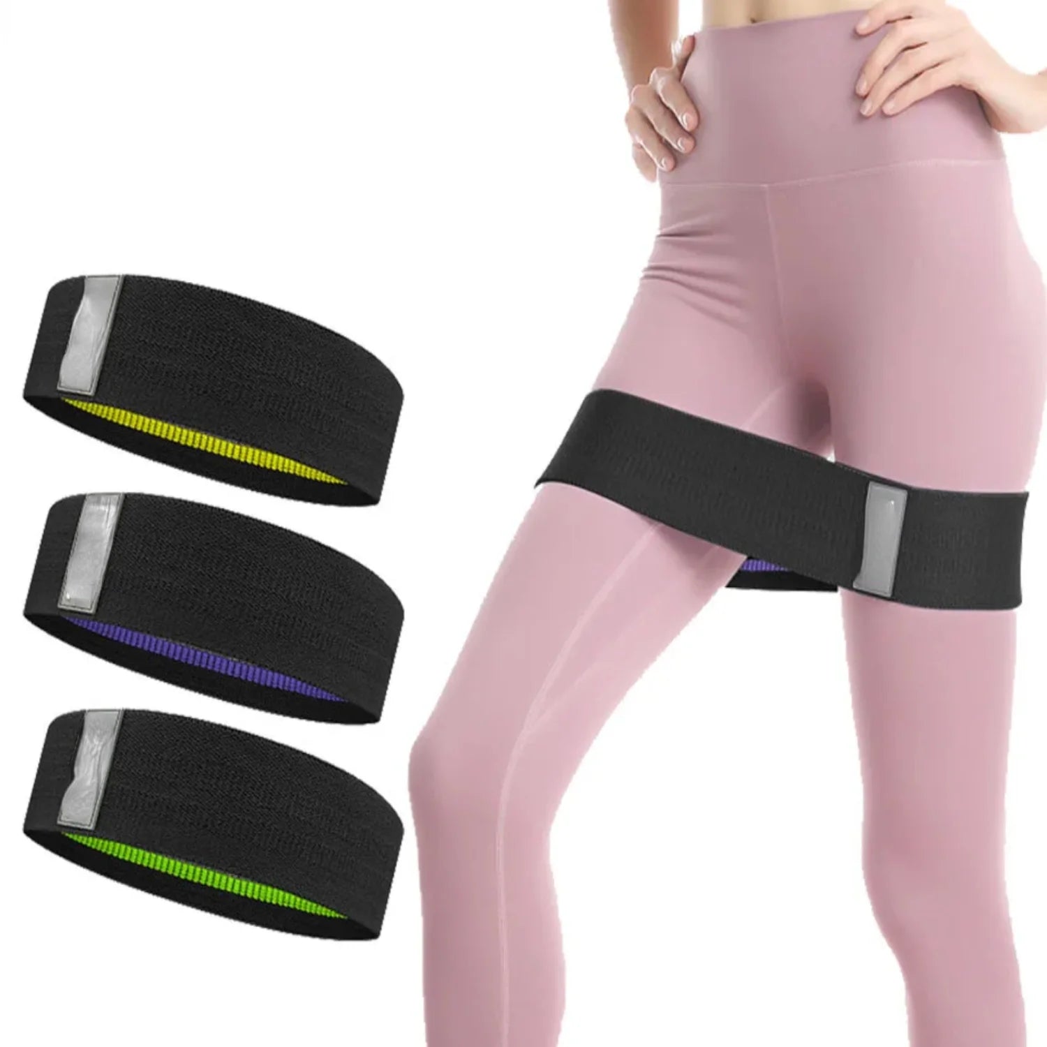 Fitness Resistance Bands Exercise Workout Set Fabric Loop Yoga Booty 3-Piece Leg Thigh Butt Squat Glute