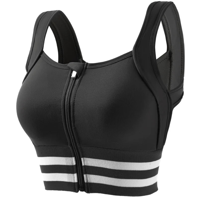 Sports Bras Zip Front For Women With Full Coverage Removable Padded Shockproof Yoga Underwear Workout Bra Running Fitness Vest
