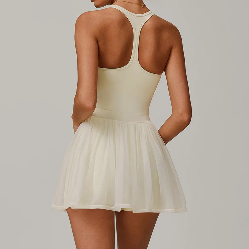 Women Yoga Dress Dance Sport Jumpsuit Skirt Yoga Bodysuit Suit Breathable Quick Drying Yoga Clothing Women's Gym Push Up Workout