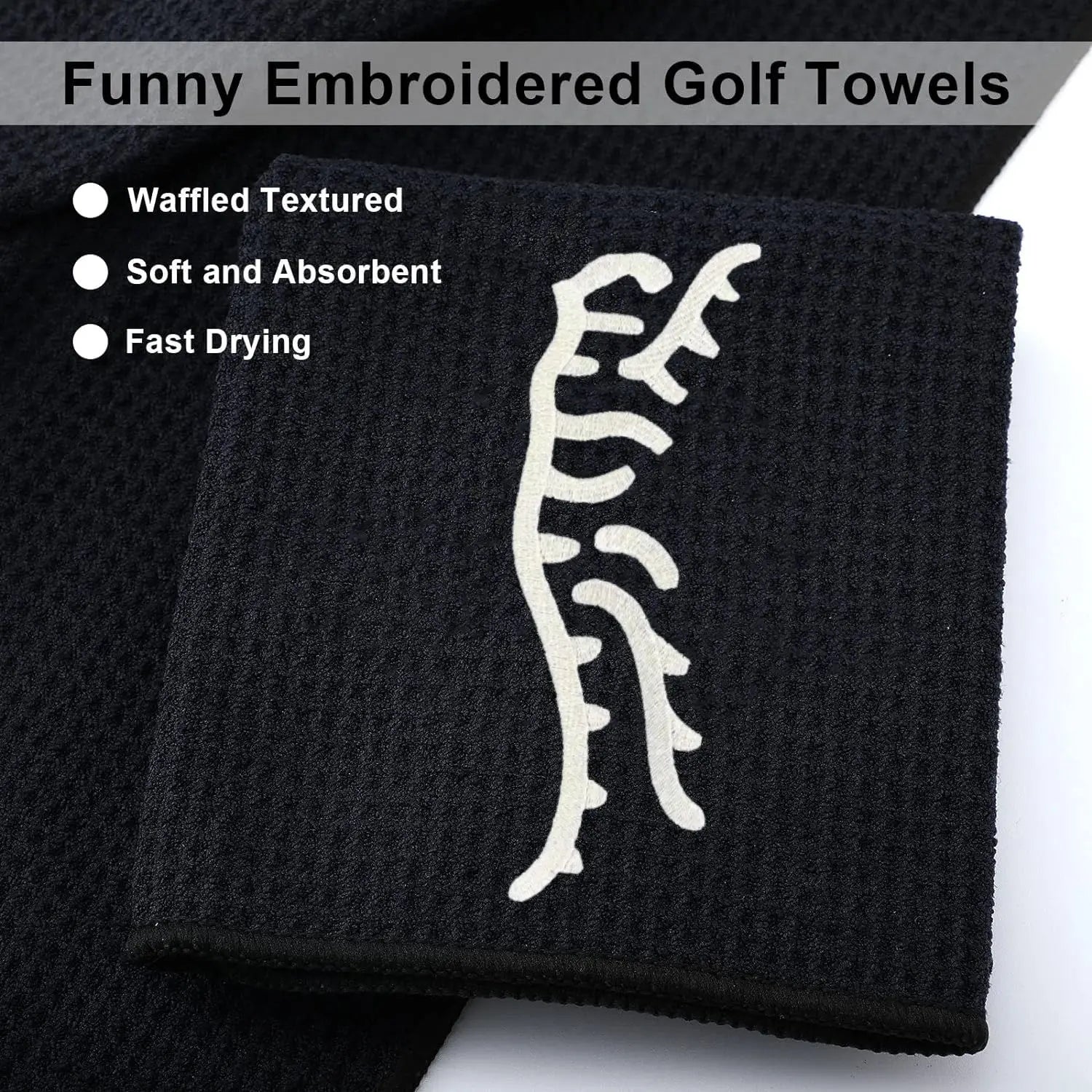 Funny Tiger Microfiber Premium Golf Towel, Embroidered Golf Towels for Golf Bags for Men&Women, Golf Accessories for Men Golfers