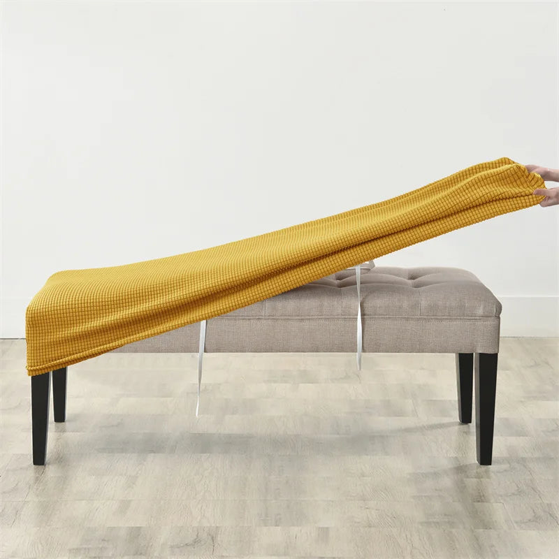 1pc Elastic Ottoman Cover Rectangle All-inclusive Stool Covers Solid Piano Bench Seat Covers Anti-dirty Removable Home Decor